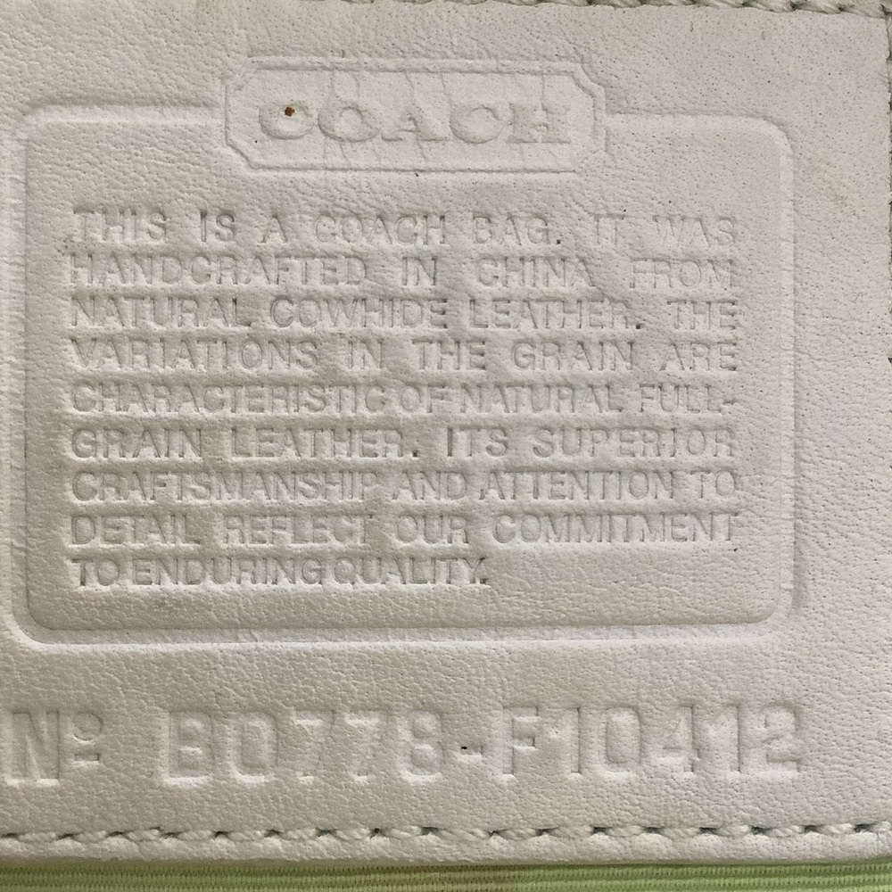 Coach Lime Green Tote Bag with bone Accents - Picture 6 of 6